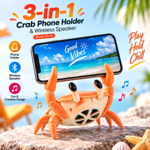 3-in-1 Crab Phone Holder & Wireless Bluetooth Speaker