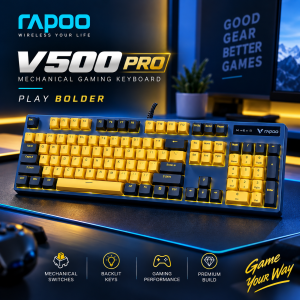 Rapoo V500 Pro Yellow-Blue Mechanical Gaming Keyboard