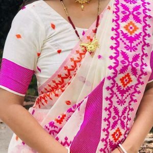Half silk Screen Print Saree