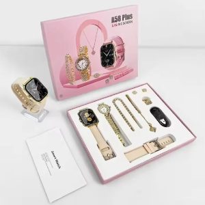 🎁 A58 Smart Watch & Jewellery Combo – Premium Gift Set ✨