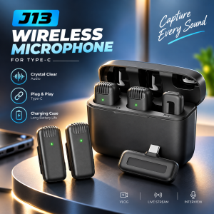 J13 Wireless Lavalier Microphone with Charging Case (Type-C)