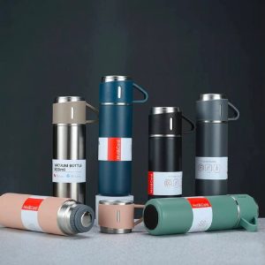 3 in 1 vacuum insulated Thermal flask set with cup set