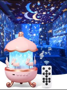 Bunny's Carousel Night Light Projector – Rotating LED Star Sky Lamp for Kids
