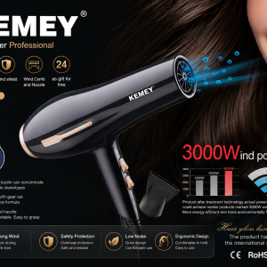 KEMEY KM-2376 Professional Hair Dryer – 3000W