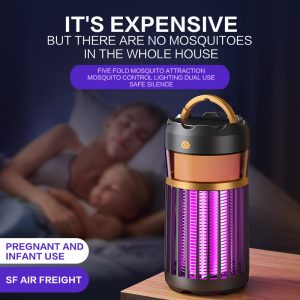 3-in-1 Electric Bug Zapper UV Light Mosquito Lamp 395nm Variable Frequency Fly Trap Silent for Home Bedroom Camping
