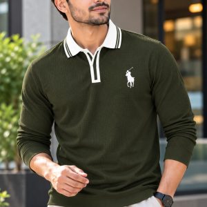 Embroidery Full Sleeve Polo Shirt