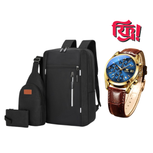 Exclusive 3-in-1 Women's Bag Combo Set + Free Olive Brand Watch – Premium Multi-Piece Pack Including Spacious Backpack, Trendy Crossbody Sling Bag & Daily