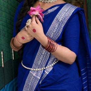 নকশি পাইর শাড়ি + ব্লাউজ পিছ (code-50) ব্লু