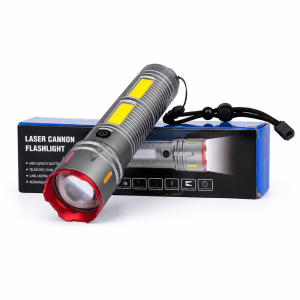 Powerful Laser Cannon Flashlight | Rechargeable LED Torch with Zoom