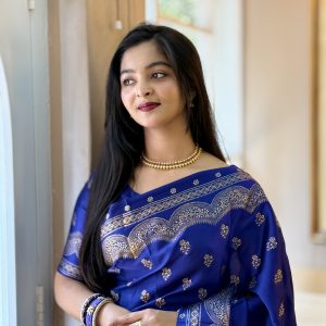 প্রিমিয়াম জাপানি সিল্ক শাড়ী + ম্যাচিং ব্লাউজ পিচ (code-43)