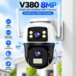V380 Dual Lens Outdoor WiFi Security Camera
