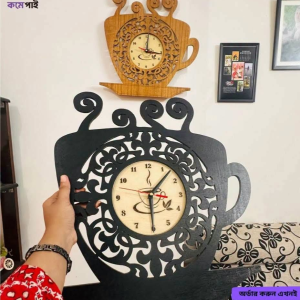wooden cup shape wall clock